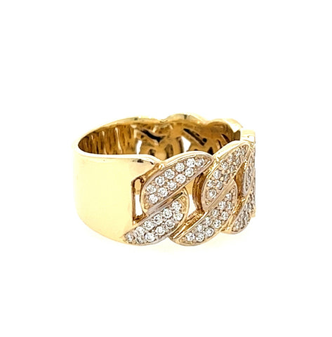 14KT YELLOW GOLD FANCY MENS DIAMOND BAND