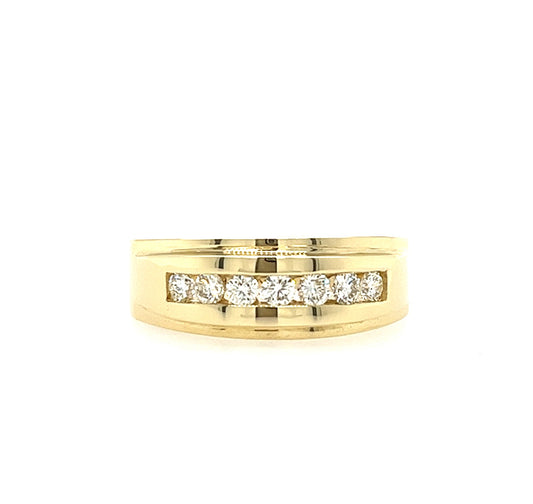 14KT YELLOW GOLD FANCY MENS DIAMOND BAND