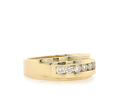 14KT YELLOW GOLD FANCY MENS DIAMOND BAND