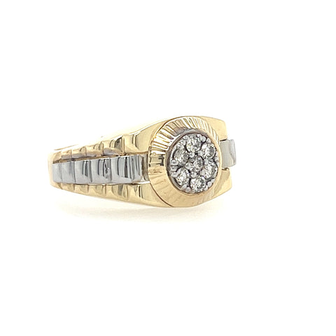 10KT TWO TONE GOLD FANCY MENS CUSTOM RING