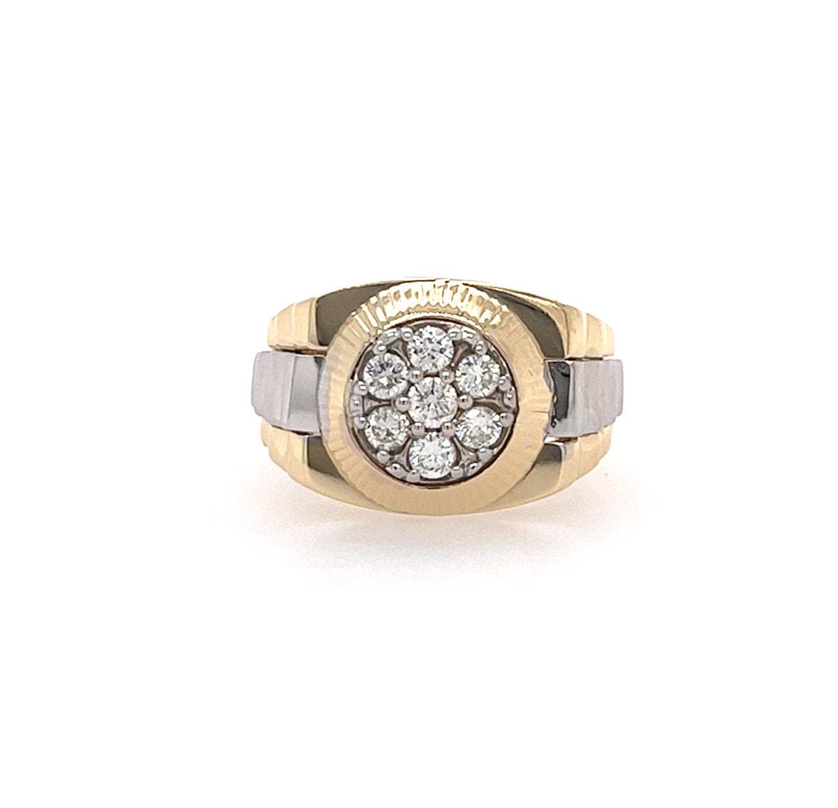 14KT TWO TONE GOLD MENS DIAMOND CUSTOM RING