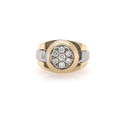 14KT TWO TONE GOLD MENS DIAMOND CUSTOM RING