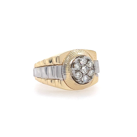 14KT TWO TONE GOLD MENS DIAMOND CUSTOM RING