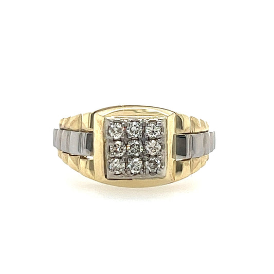 10KT TWO TONE GOLD MENS DIAMOND RING