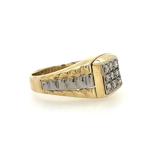 10KT TWO TONE GOLD MENS DIAMOND RING