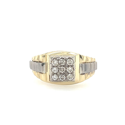 10KT TWO TONE GOLD FANCY MEN'S DIAMOND RING CUSTOM