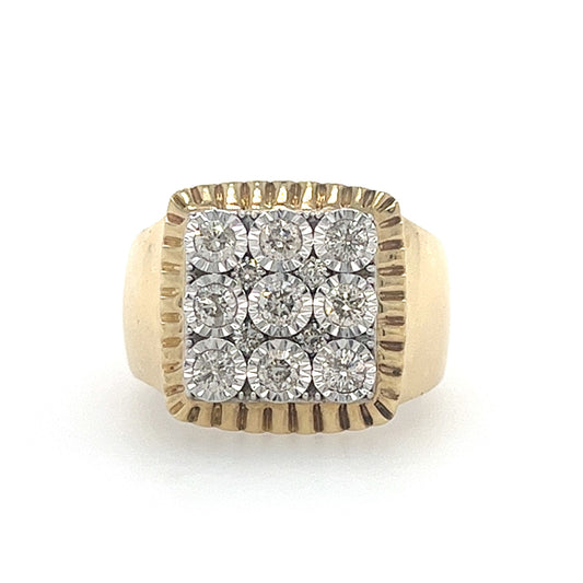 10KT YELLOW GOLD FANCY MENS DIAMOND RING CUSTOMMADE