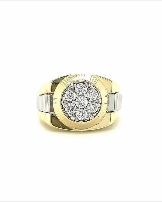 10KT TWO TONE GOLD FANCY MENS DIAMOND RING