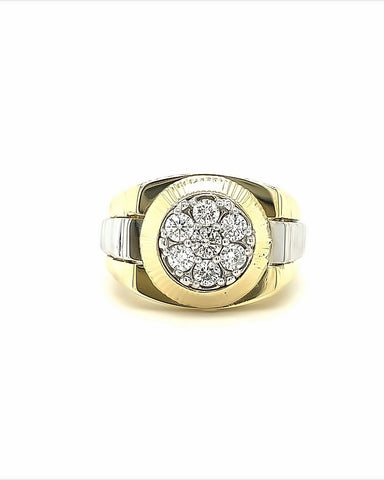 10KT TWO TONE GOLD FANCY MEN'S DIAMOND RING CUSTOMMADE