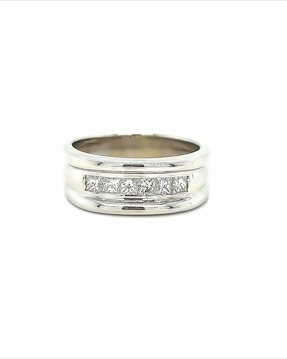 14KT WHITE GOLD FANCY MENS DIAMOND RING CUSTOMMADE