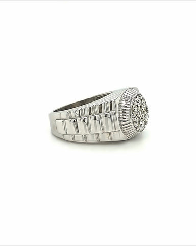 10KT WHITE GOLD FANCY MEN'S DIAMOND RING CUSTOM MADE