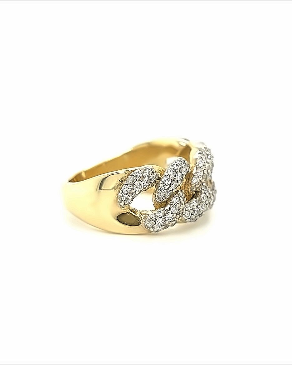 14KT YELLOW GOLD CUBAN RING WITH DIAMONDS