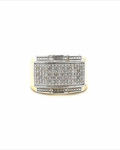 10KT YELLOW GOLD WIDE BAND WITH DIAMONDS