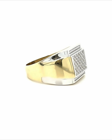10KT YELLOW GOLD WIDE BAND WITH DIAMONDS