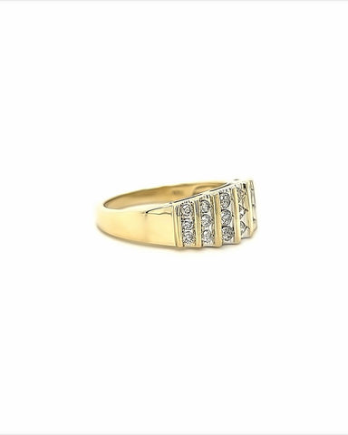 14KT YELLOW GOLD 7 ROWS OF DIAMONDS BAND