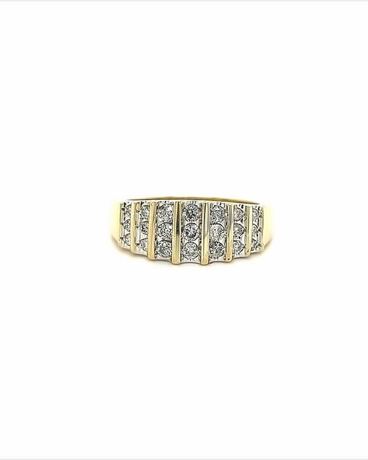 14KT YELLOW GOLD 7 ROWS OF DIAMONDS BAND