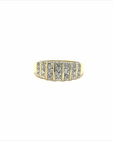 14KT YELLOW GOLD 7 ROWS OF DIAMONDS BAND