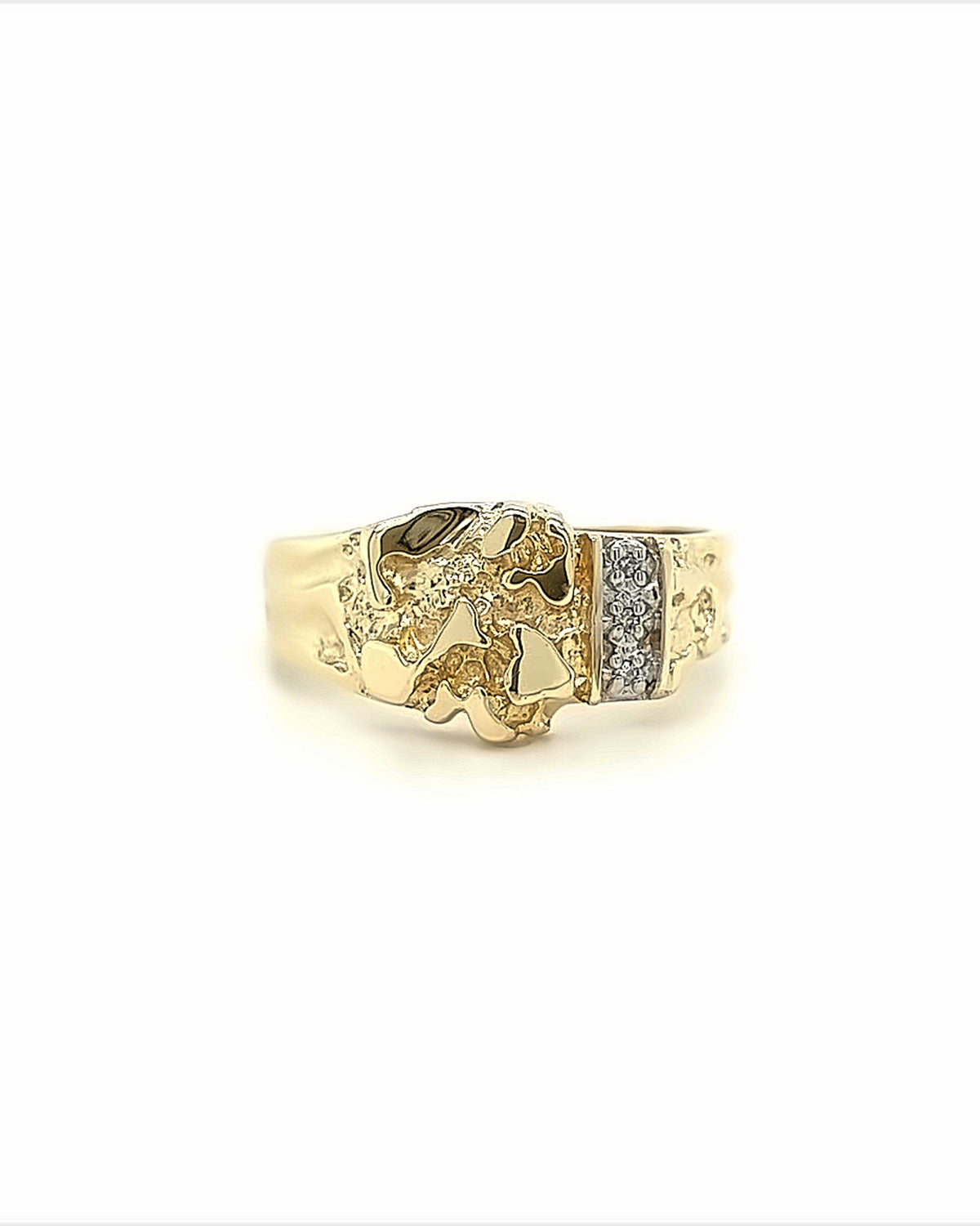 10KT YELLOW GOLD NUGGET STYLE WITH DIAMONDS