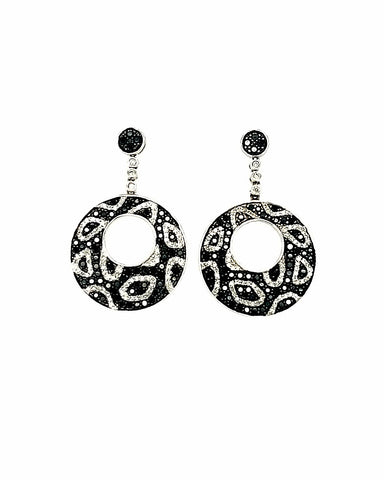 14KT WHITE GOLD DANGLING EARRINGS WITH BLACK DIAMONDS