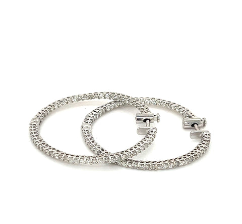 14KT WHITE GOLD ROUND BRILLIANT DIAMOND HOOPS