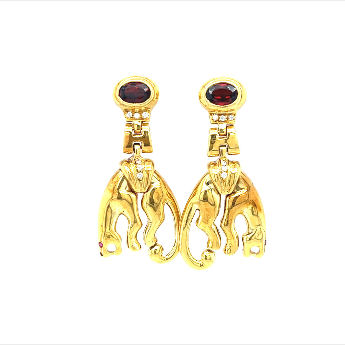 18KT YELLOW GOLD PANTHER DANGLE EARRINGS