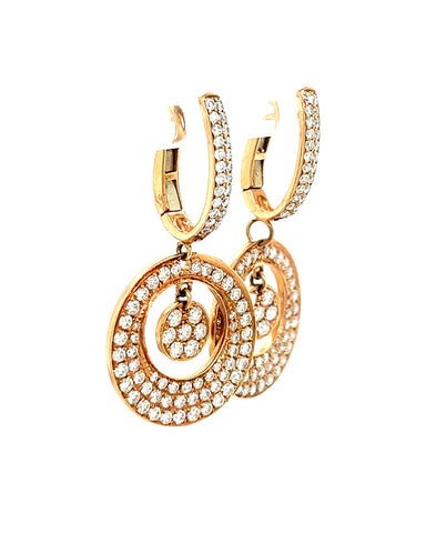 14KT ROSEGOLD DIAMOND HOOPS DANGLE