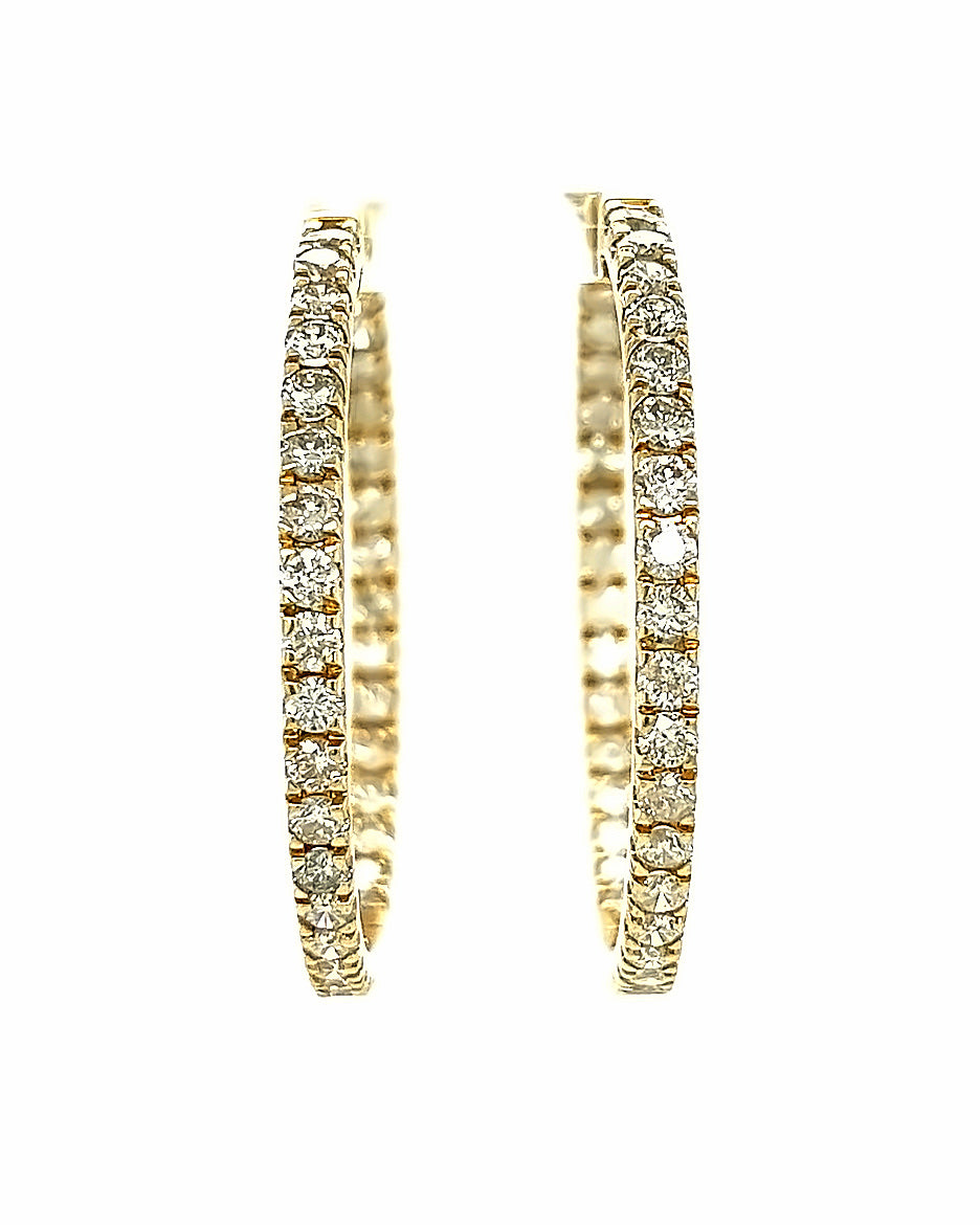 10KT YELLOW GOLD ROUND BRILLIANT DIAMOND HOOPS