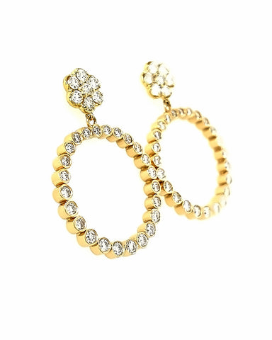 18KT YELLOW GOLD DIAMOND DANGLE EARRINGS