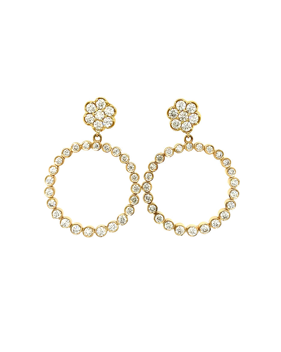 18KT YELLOW GOLD DIAMOND DANGLE EARRINGS