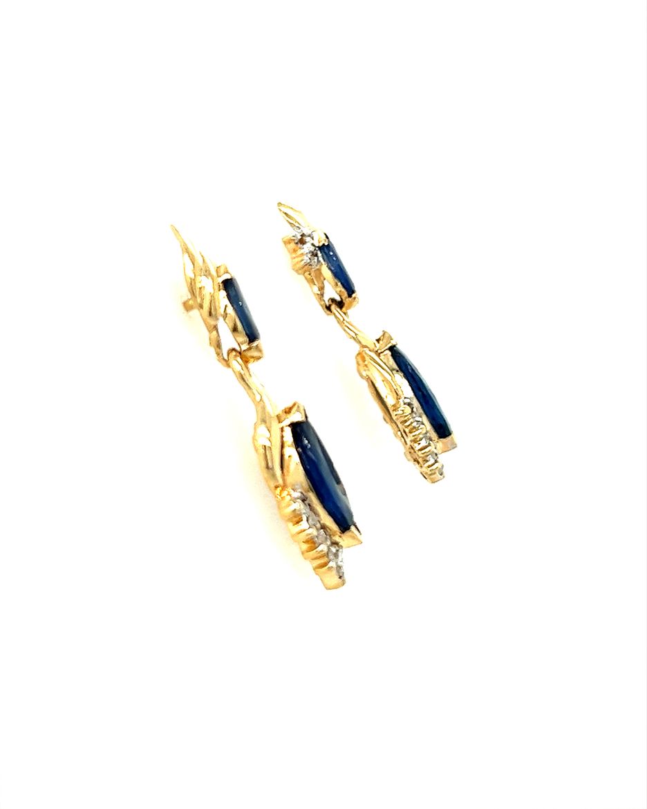 14KT YELLOW GOLD OLD FASHION SAPPHIRE EARRINGS