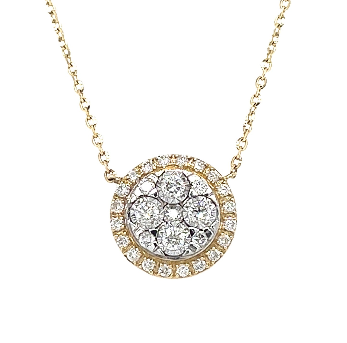 14KT YELLOW GOLD DIAMOND ROUND NECKLACE