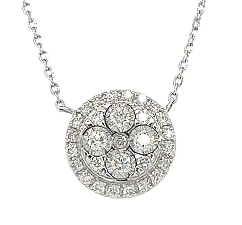 14KT WHITE GOLD DIAMOND ROUND NECKLACE