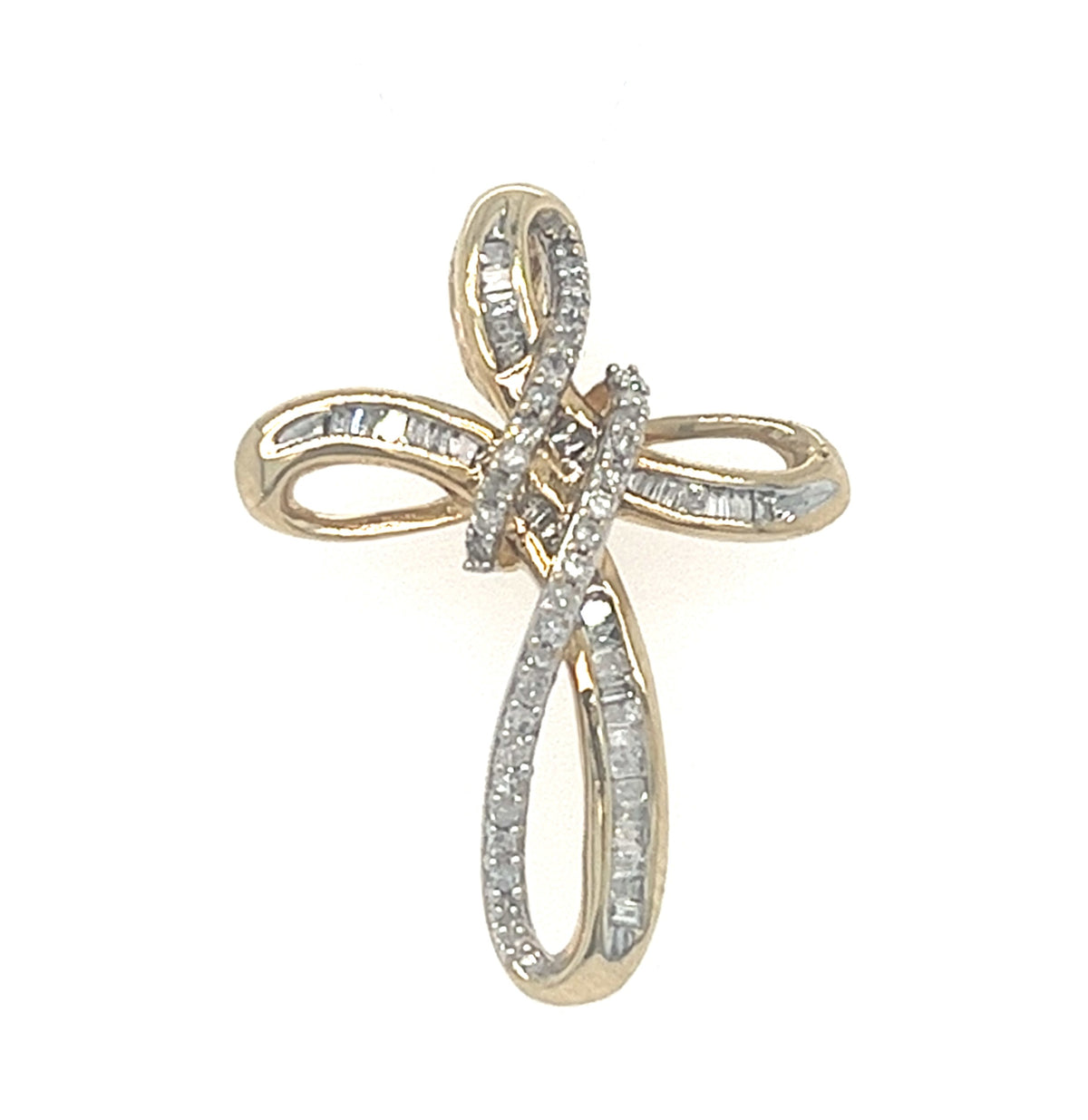 10KT YELLOW GOLD DIAMOND CROSS PENDANT