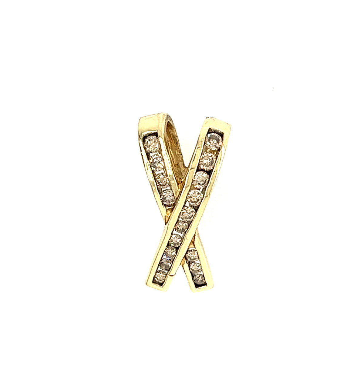 14KT YELLOW GOLD CHANNEL OF DIAMONDS PENDANT