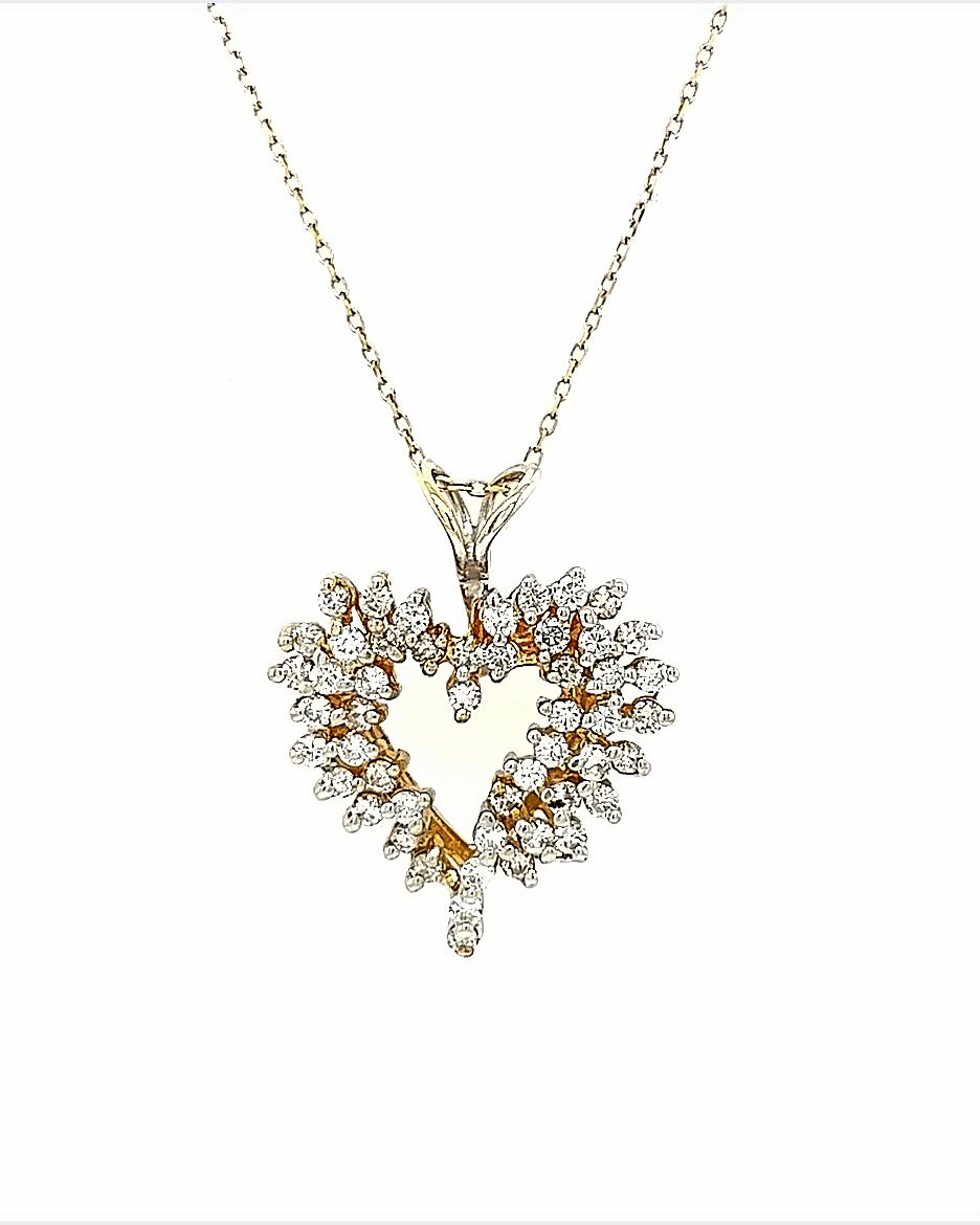 10KT YELLOW GOLD DIAMOND HEART NECKLACE