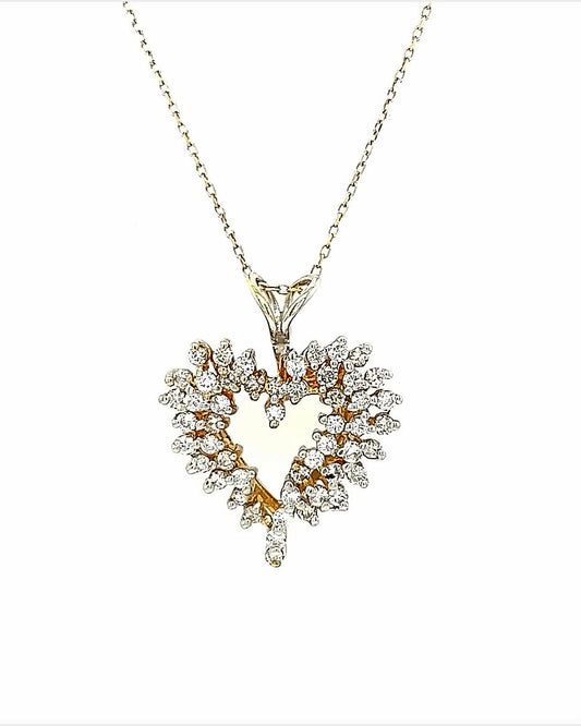 10KT YELLOW GOLD DIAMOND HEART NECKLACE