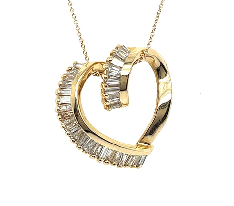 14KT YELLOW GOLD DIAMOND HEART NECKLACE