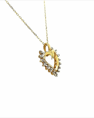 10KT YELLOW GOLD DIAMOND HEART PENDANT