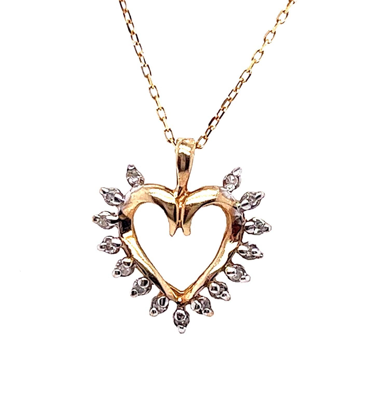 10KT YELLOW GOLD DIAMOND HEART PENDANT