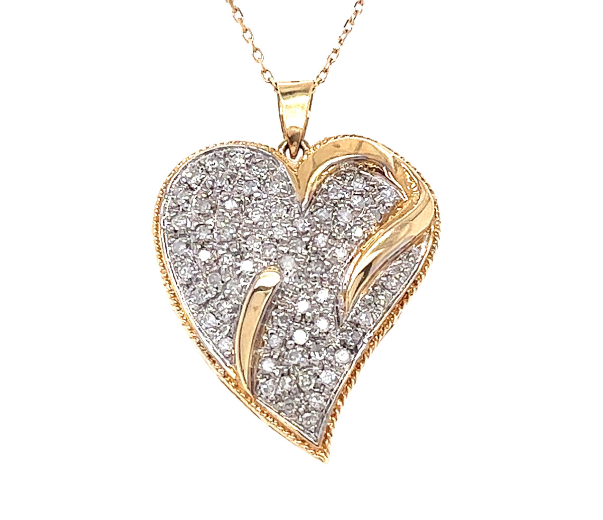 14KT YELLOW GOLD DIAMOND HEART PENDANT