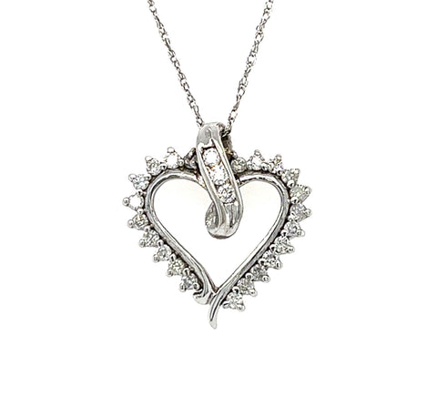 14KT WHITE GOLD DIAMOND HEART PENDANT