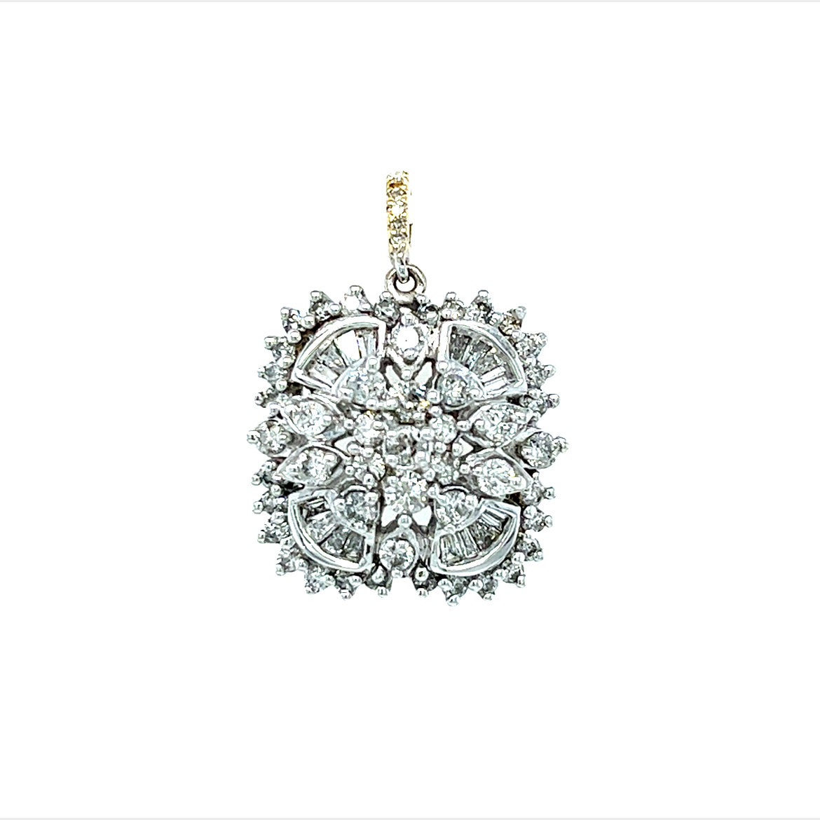 14KT TWO TONE CONTEMPORARY DIAMOND PENDANT