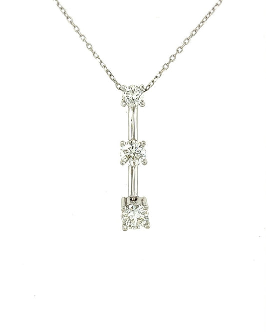 14KT WHITE GOLD 3 DIAMOND STATIONS PENDANT