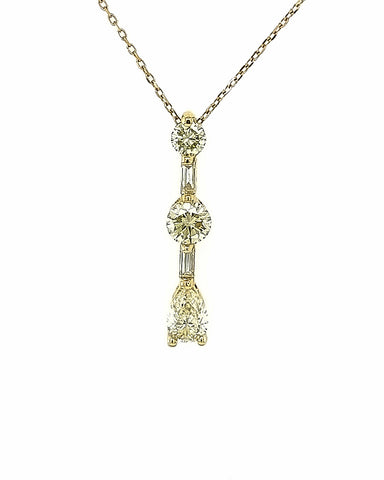 14KT YELLOW GOLD 3 DIAMOND STATIONS PENDANT