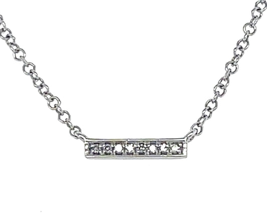 14KT WHITE GOLD BAR OF DIAMONDS PENDANT
