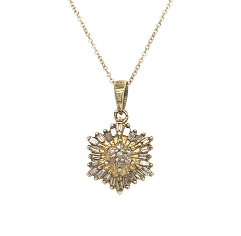 14KT YELLOW GOLD DIAMOND SUN PENDANT