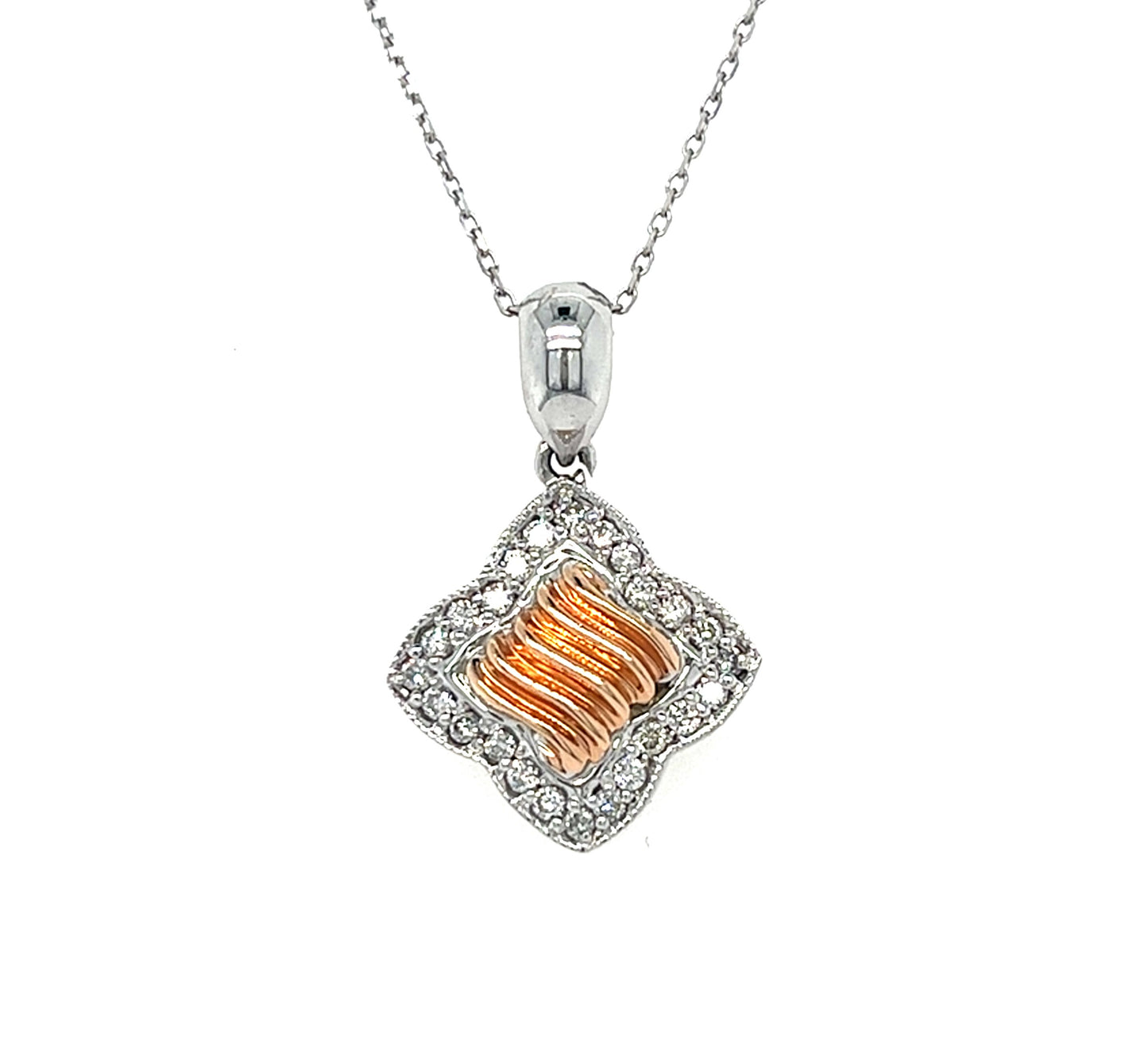 14KT WHITE GOLD DIAMOND FLOWER PENDANT