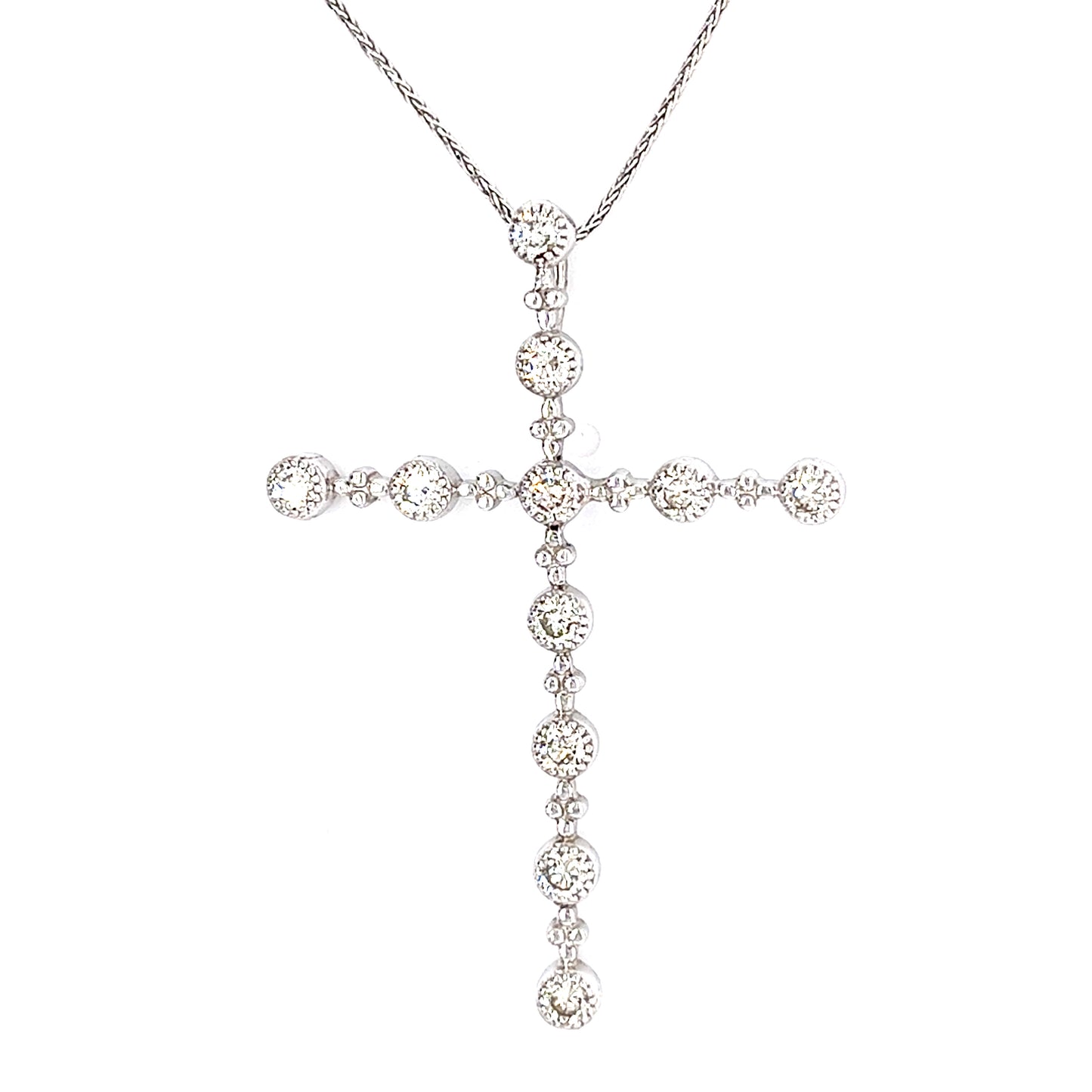 14KT WHITE GOLD DIAMOND CROSS PENDANT