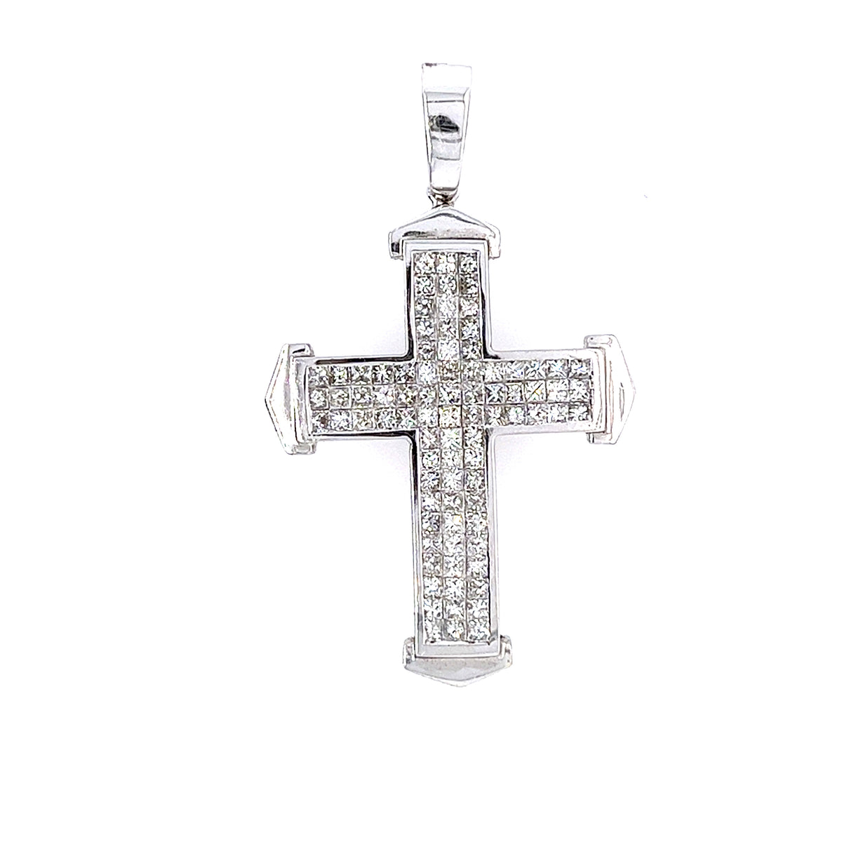 18KT WHITE GOLD DIAMOND CROSS PENDANT