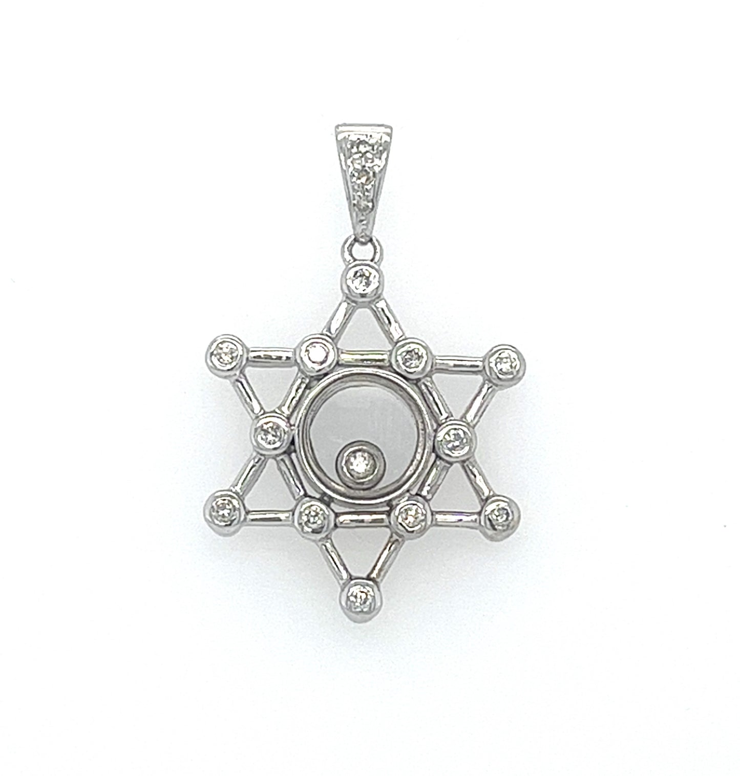 14KT WHITE GOLD DIAMOND DAVID STAR PENDANT